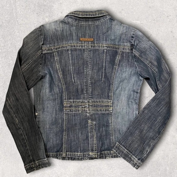 DKNY Y2K EXPOSED ZIPPER DENIM JACKET BLAZER - M - Picture 2 of 7